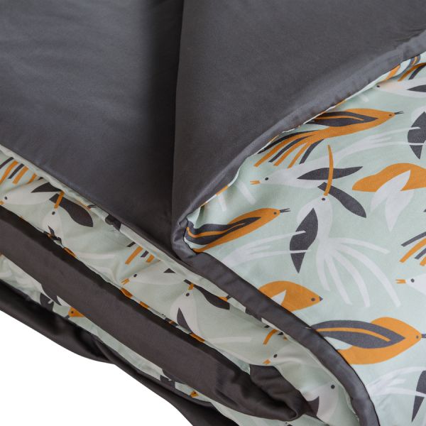 Комплект постельного белья двуспальный из сатина темно-серого цвета в принтом birds of nile из колле