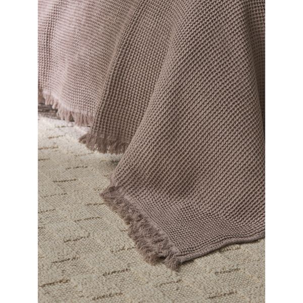 Покрывало вафельное из хлопка серо-бежевого цвета из коллекции essential, 230х250 см Tkano