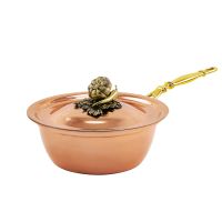 Ковш медный с лужением, с крышкой 'Чеснок', латунная длинная ручка КМ