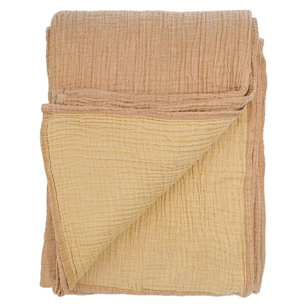 Покрывало двухстороннее из многослойного муслина цвета охры из коллекции essential, 230x250 см Tkano