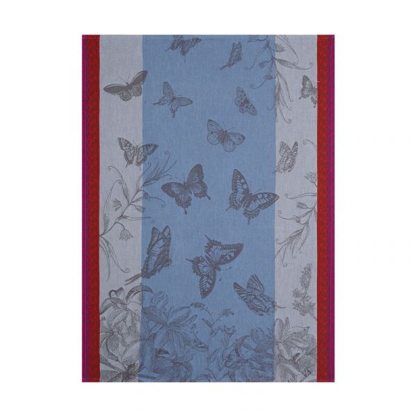 Полотенце для посуды 60х80 см, 100%хлопок, синее, JARDIN DES PAPILLONS Le Jacquard Francais