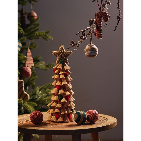 Набор елочных шаров trendy stripes из джута и картона из коллекции new year essential, 4 шт Tkano