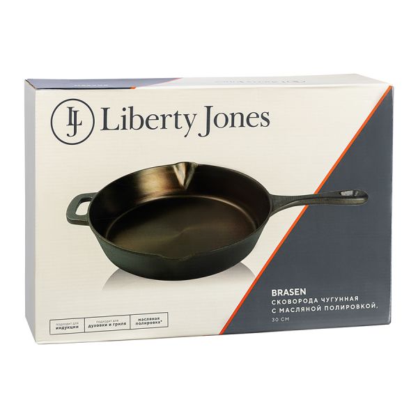 Сковорода чугунная brasen с масляной полировкой, 30 см Liberty Jones
