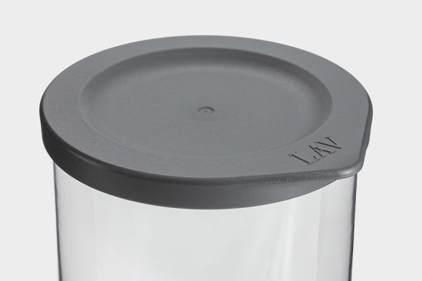 Емкость для хранения 15х10 см, 950 мл, стекло/пластик, серая, Basic ANNA LAFARG
