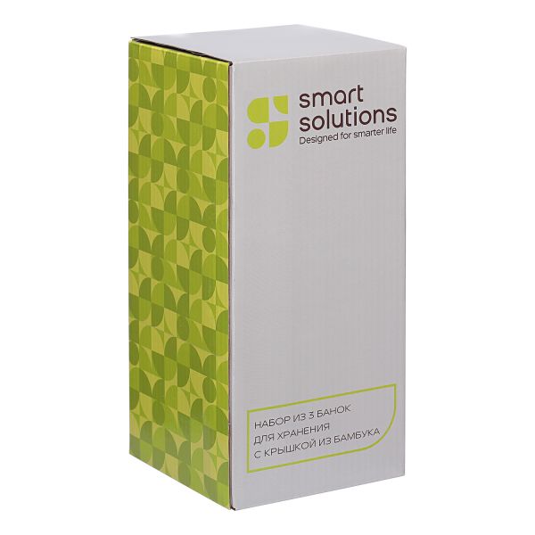 Набор из 3 банок для хранения с крышкой из бамбука Smart Solutions