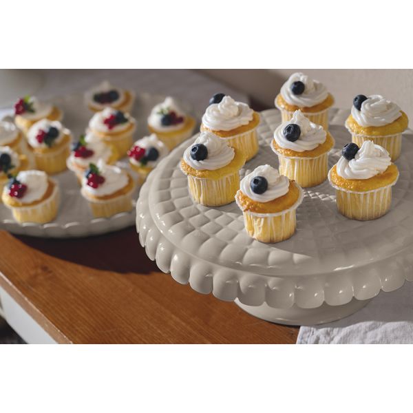 Подставка для торта на ножке с крышкой tiffany 30 см, серо-бежевая Guzzini