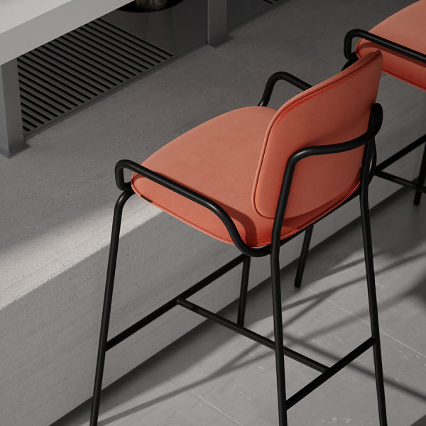 Стул полубарный ror, 2 frame, велюр, черный/темно-красный Latitude