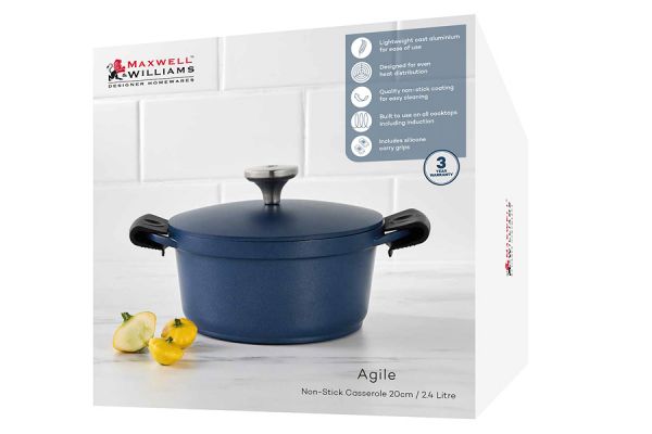 Кастрюля Agile, синяя, 20 см, 2,4 л Maxwell & Williams
