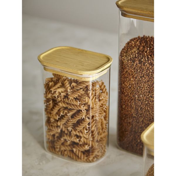 Банка для хранения прямоугольная glass bamboo 1.3 л Smart Solutions