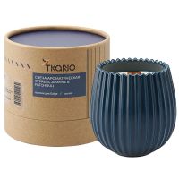 Свеча ароматическая с деревянным фитилём cypress, jasmine & patchouli из коллекции edge, синий, 60 ч Tkano
