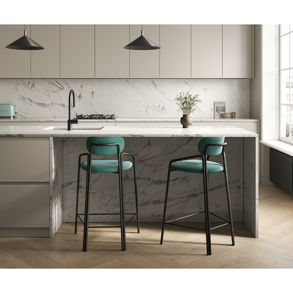 Стул полубарный ror, round, велюр, черный/светло-бирюзовый