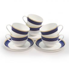 Набор чайных пар АККУ Аружан из костяного фарфора на 6 персон 12 предметов