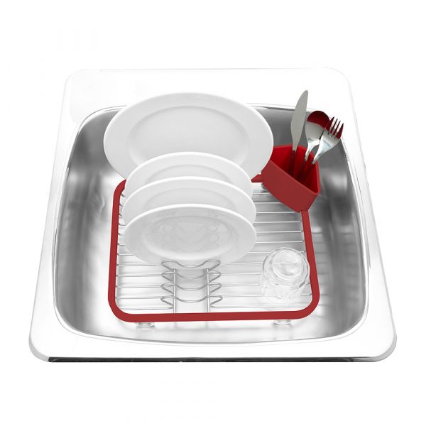 Сушилка для посуды sinkin красный-никель