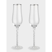 Бокал для шампанского 240 мл, 2 шт, стекло, с серебристым кантом, Rhapsody ANNA LAFARG