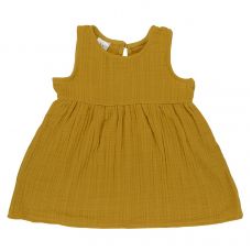 Платье без рукава из хлопкового муслина горчичного цвета из коллекции essential 3-4y