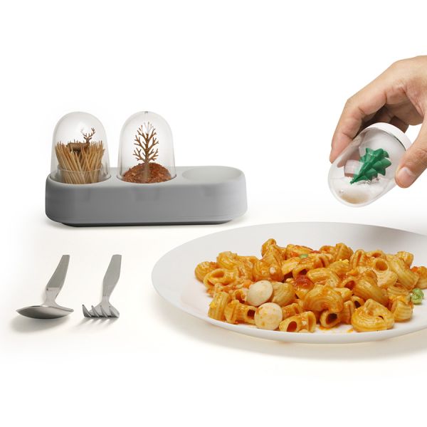 Набор емкостей для соли перца зубочисток с подставкой forest ecology