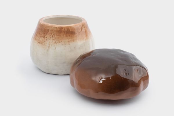 Емкость для хранения 14x16 см, 780 мл, керамика, молочно-коричневая, Гриб, Autumn forest ANNA LAFARG
