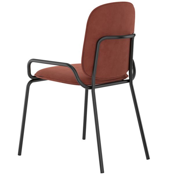 Набор из 2 стульев ror, double frame, велюр, черный/темно-красный