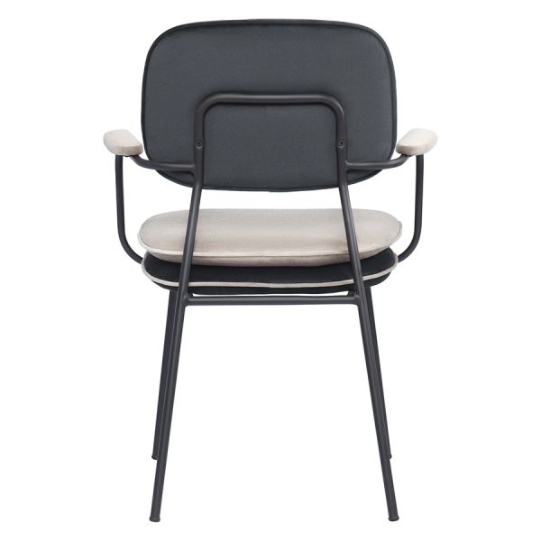 Стул с подлокотниками и контрастным кантом pea, велюр, темно-серый/бежевый Bergenson Bjorn