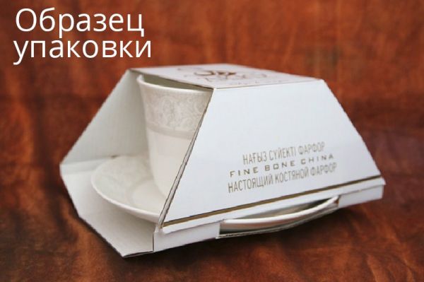 Кружка джамбо с блюдцем Андреа, костяной фарфор, АККУ