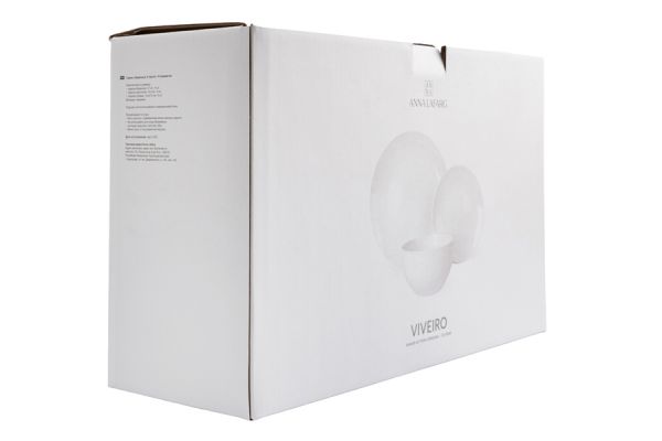 Сервиз обеденный на 6 персон, 18 предметов, молочный, в крапинку, Viveiro ANNA LAFARG
