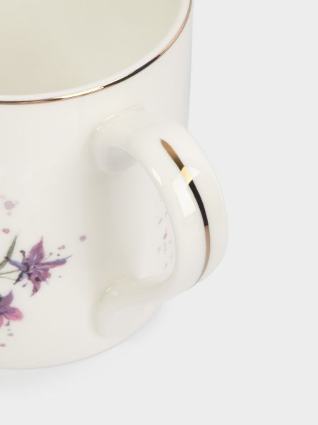 Кружка 380 мл, фарфор, белая, с золотистым кантом, Колокольчики, Giardino