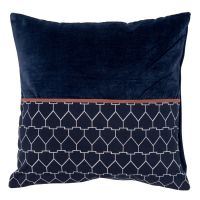 Чехол на подушку из хлопкового бархата с геометрическим принтом темно-синего цвета из коллекции ethnic 45х45 см