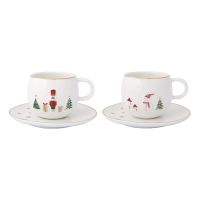 Набор кофейных чашек с блюдцем let it snow snowman & nutcracker 120 мл, 2 шт Easy Life