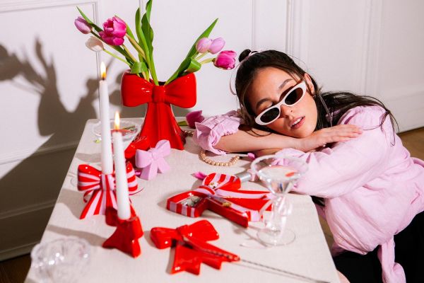 Подсвечник bow, 11х12х5 см, красно-белый Doiy