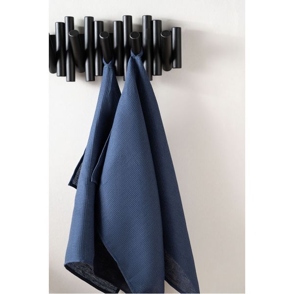 Набор из двух вафельных полотенец изо льна темно-синего цвета из коллекции essential 50х70 см