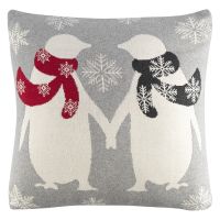 Подушка вязаная с новогодним рисунком festive penguins из коллекции new year essential 45x45 см Tkano