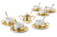Чайный набор на 6 персон Stradivari с отделкой под золото в подарочной коробке 