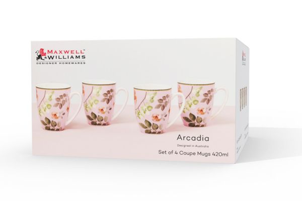 Набор кружек Arcadia 0,42 л, розовый, 4 шт Maxwell & Williams