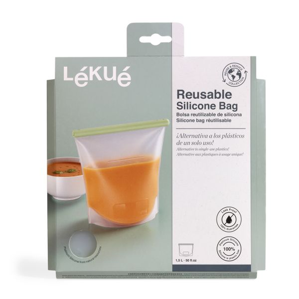 Пакет 1500 мл силиконовый с зажимом Lekue 