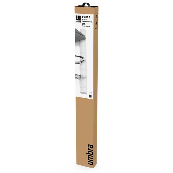 Вешалка настенная flip, 81 см, 8 крючков, белая Umbra