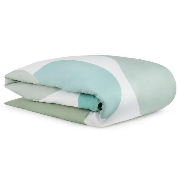 Комплект постельного белья из сатина мятного цвета с авторским принтом из коллекции freak fruit