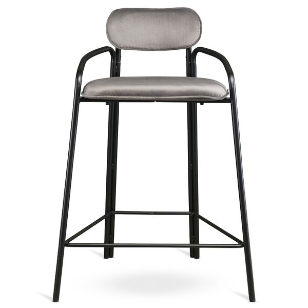 Стул полубарный ror, round, велюр, черный/серый