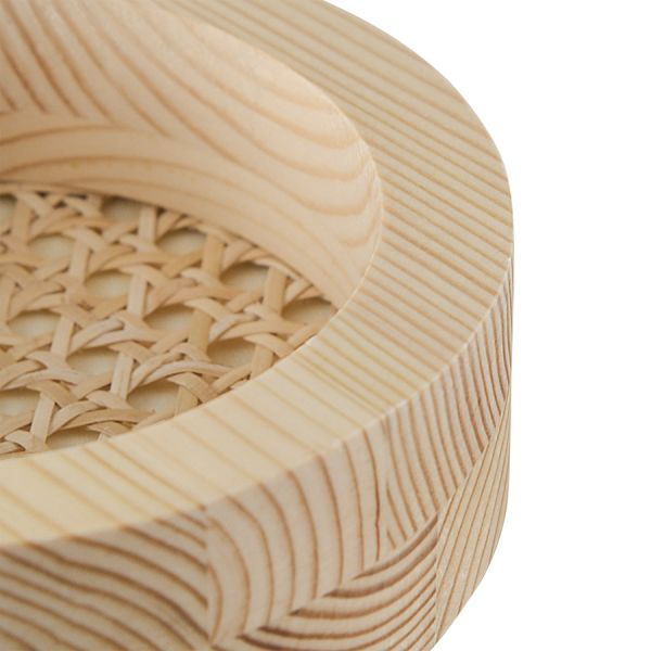 Поднос из дерева и ротанга круглый woodnes, D15 см, светлое дерево