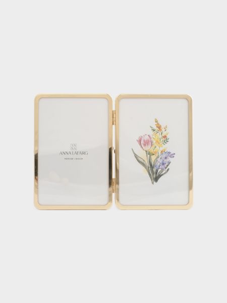 Фоторамка 22х16 см, для двух фотографий, металл/стекло, золотистая, Museum
