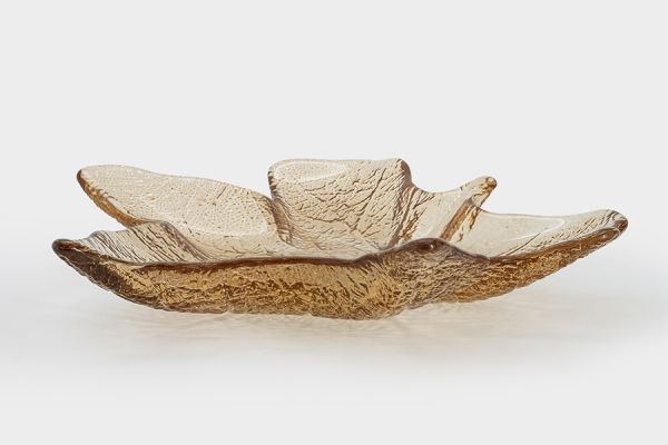 Блюдо 22х23 см, стекло, янтарное, Кленовый лист, Autumn forest ANNA LAFARG
