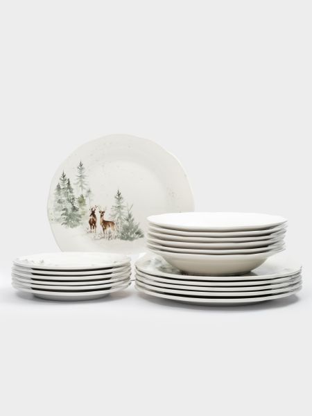Сервиз обеденный на 6 персон 18 предметов, фарфор, белый, Олени в лесу, Maral ANNA LAFARG