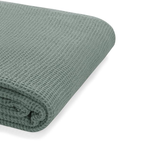 Покрывало вафельное из хлопка цвета шалфея из коллекции essential, 180х250 см Tkano