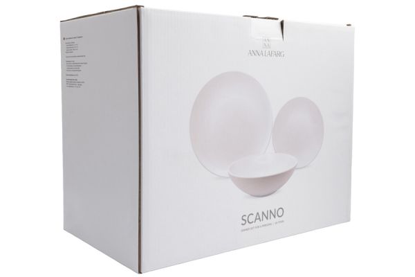 Сервиз обеденный на 6 персон, 18 предметов, керамика, белый, в крапинку, Scanno ANNA LAFARG
