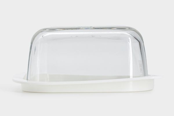 Масленка 14 см, стекло/пластик, прямоугольная, белая, Basic ANNA LAFARG