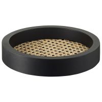 Поднос из дерева и ротанга круглый woodnes, D23 см, черный