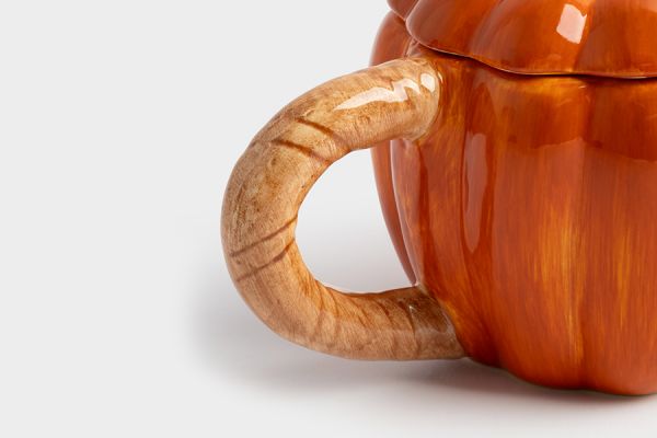 Кружка 450 мл, с крышкой, керамика, оранжево-зеленая, Тыква, Bright pumpkin ANNA LAFARG