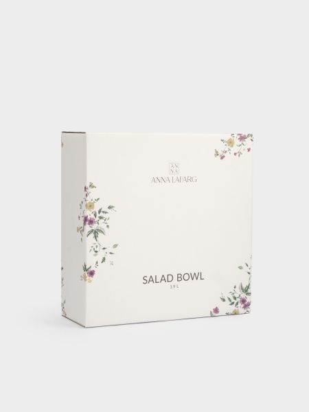 Салатник 22х8 см, 1,9 л, фарфор, белый, Цветы, Meadow
