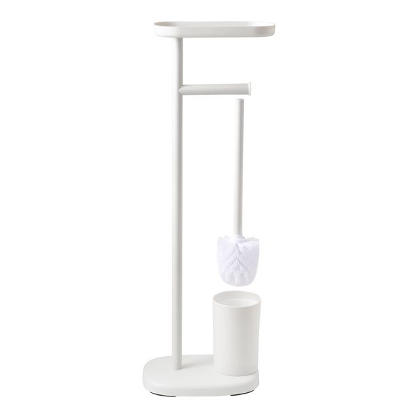 Держатель для туалетной бумаги с полочкой и ершиком slim, белый Bergenson Bjorn Bath