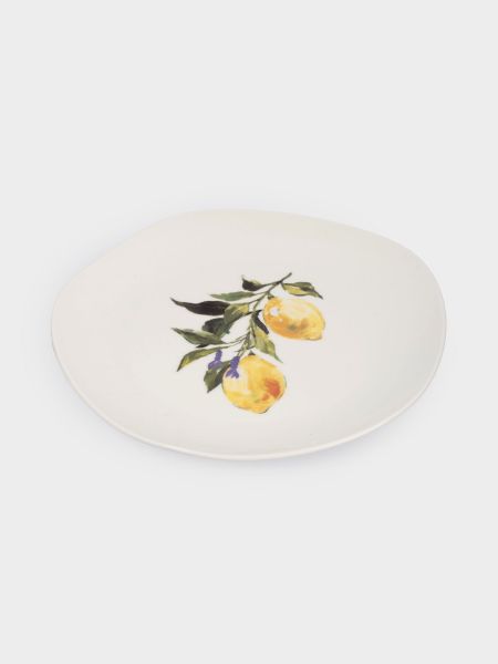Тарелка обеденная 26 см, фарфор, белая, Лимоны, Lemon branch