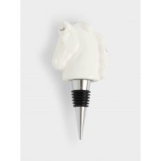 Пробка для винной бутылки 11 см, металл/фарфор, бело-серебристая, Конь, Horse ANNA LAFARG